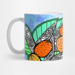 Juicy Ripe California Kumquats on Blue Sky Mug